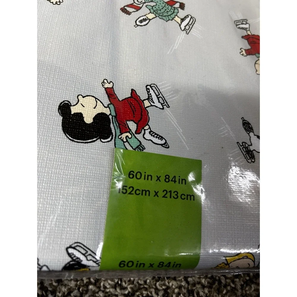 Peanuts Skating Christmas Peva Tablecloth‎ 60x84 Flannel Backed Easy Wipe Clean